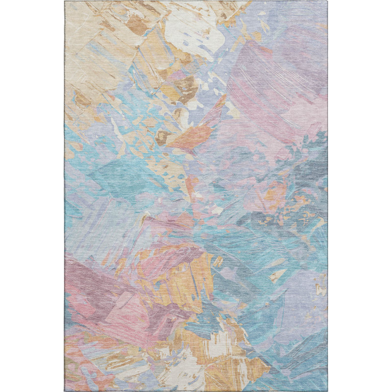 Tapis abstrait Varroville AMF1713 lavable à la machine de qualité supérieure, Rectangle 9 pi x 12 pi
