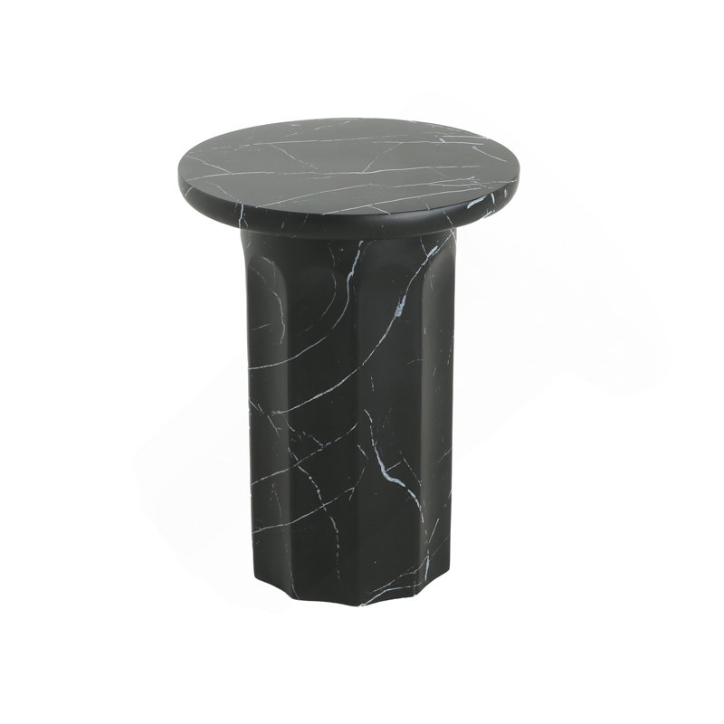 Table de bout d'extérieur en marbre noir effet béton léger, table de bout Mgo de salon