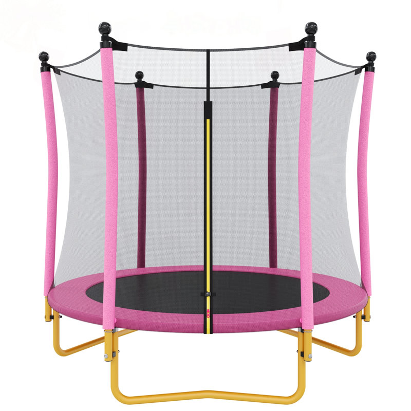 Trampoline 5,5 pi pour enfants avec enceinte de sécurité à 360 ° et pieds en forme de U (rose), Pink