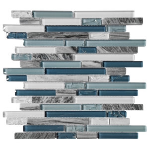 Capron Random Sized Ice-crackled Glass Linear Mosaic Wall Tile