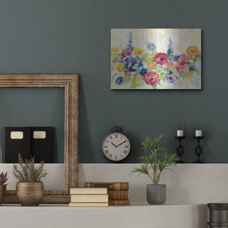 «Sunshine Field Flowers» par Silvia Vassileva, art mural en métal, H 12 po x l 16 po