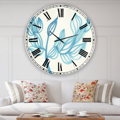 Blooming Blue - Grande horloge murale Mid-Century