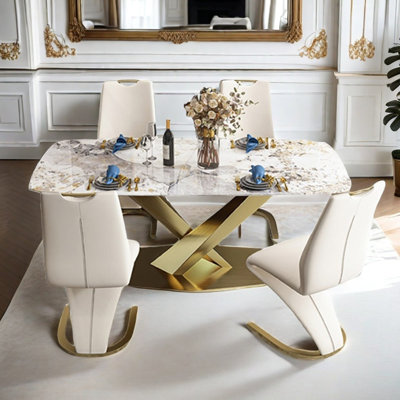 Ensembles de table de salle à manger rectangulaires légers et luxueux