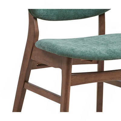 Ensemble de salle à manger 5 pièces à finition noyer avec plateau en faux marbre et chaises rembourrées vertes