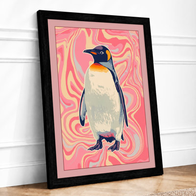 Penguin in Psychedelia Eclectic - Framed Print