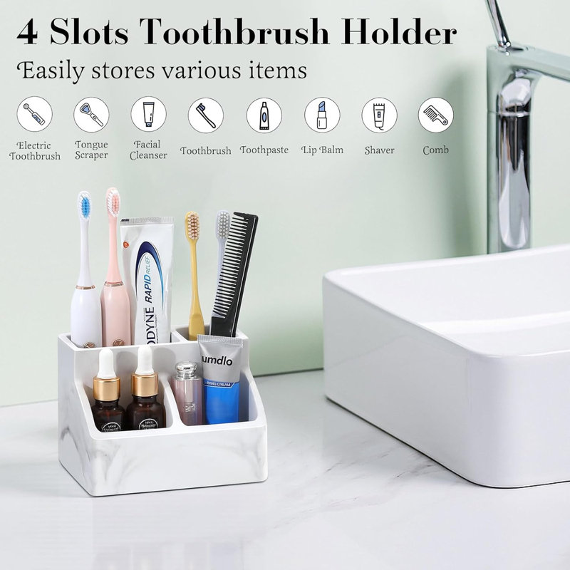 Porte-brosses à dents, porte-brosses à dents à séchage rapide pour salle de bain, porte-dentifrice à brosse à dents électrique terre à diatome pour commode de comptoir