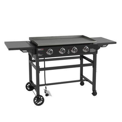 Royal Gourmet 4-Burner Flat Top Propane Gas Griddle with Side Shelves, Black