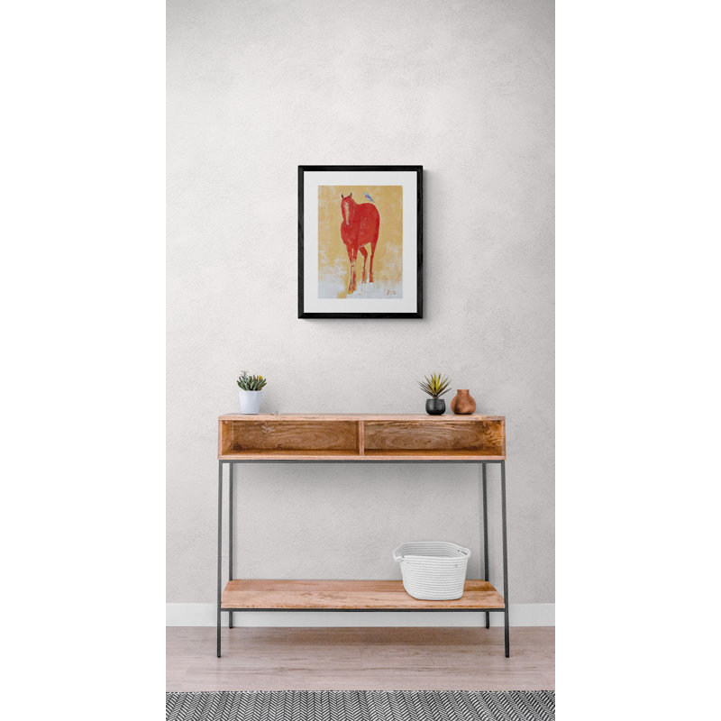 Red Horse Print by Dara Daniel, 31.2" H x 25.2" W x 0.88" D, Black Single Picture Framed Paper, White
