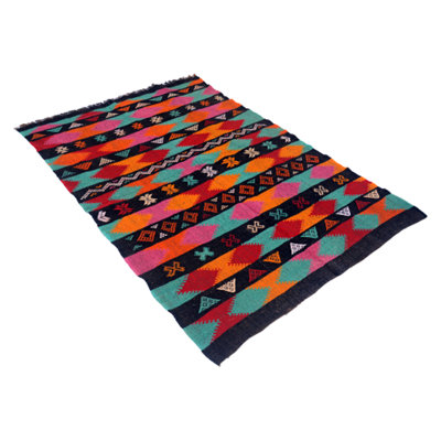 Burroughs Rectangle 125 cm x 175 cm Geometric Hand Woven Kilim