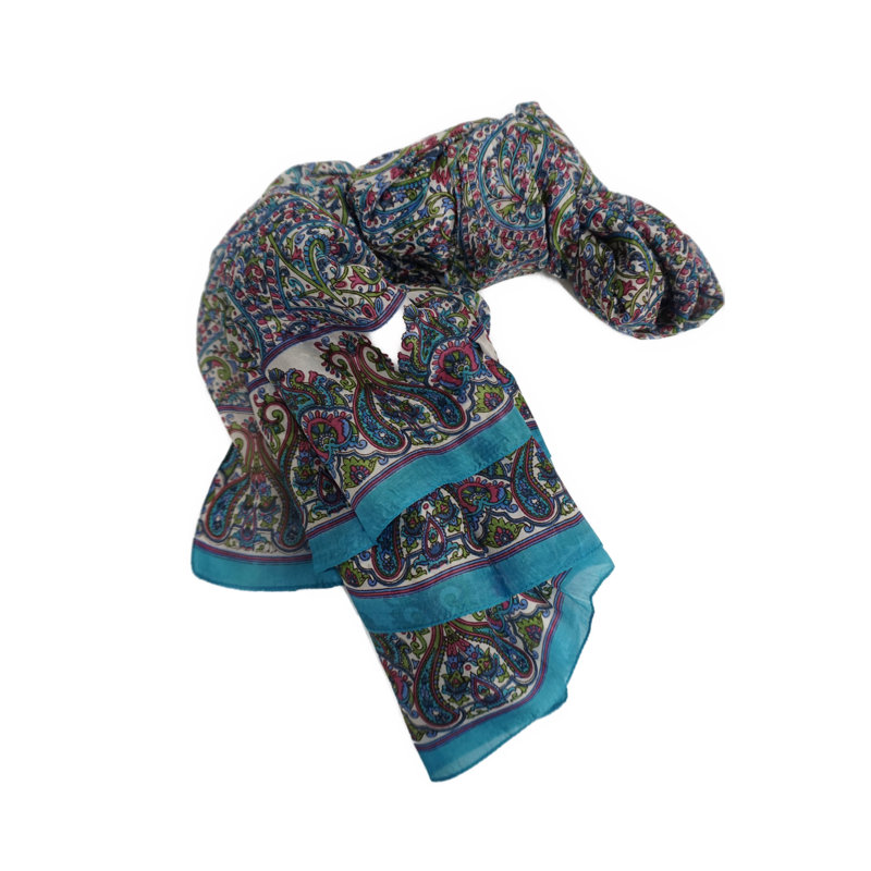 Foulard indien en soie 100% imprimé à la main