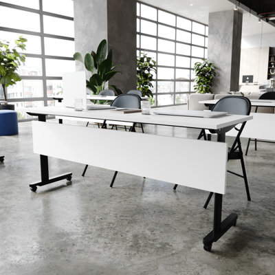Commercial Nesting Flip Training Table With Steel Frame And T-Legs