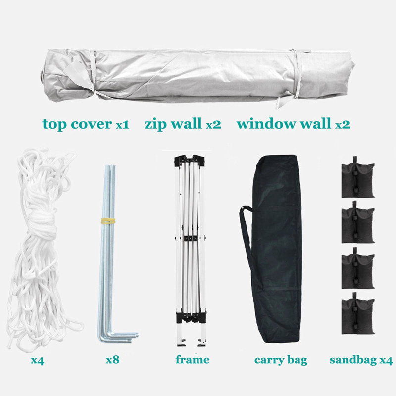 10'X10' Folding Canopy With 4 Removable Sidewalls Outdoor Event Shelter Upf 50+ Gazebo Portable Tents For Parties Beach Camping Wedding Ez Pop Up Canopy 4Pcs Weight Bag + Carry Bag