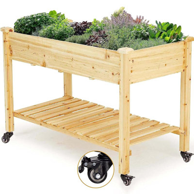 Lit de jardin surélevé avec revêtement à l'huile de cire - Jardinière en bois durable avec grande capacité de charge
