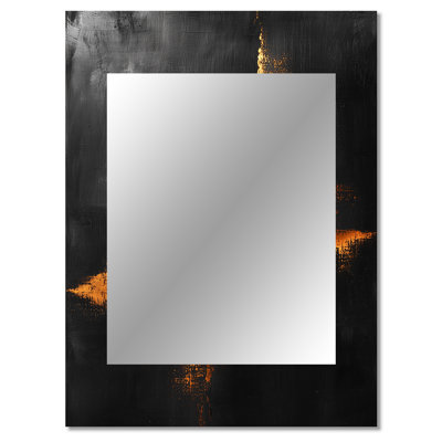 Black And Gold Ethereal Dream I - Line Art Wall Mirror, Modern Decorative Mirror, Printed Metal Art