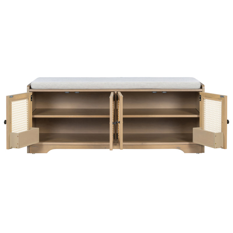 Banc de rangement en bois Trexm, Brun