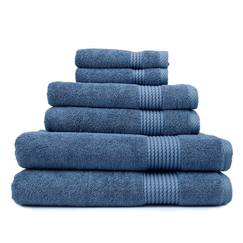 Adlena 6 Piece Turkish Cotton Towel Set, Navy Blue