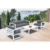 Raylan Outdoor 4 Piece Set In Dark Grey Finish And Charcoal Cushions