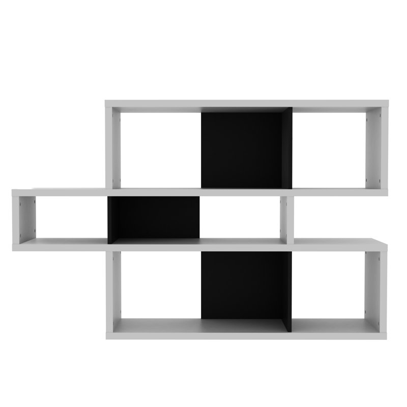 Bibliothèque géométrique Christofor H 39 "x l 61", Blanc mat / noir mat