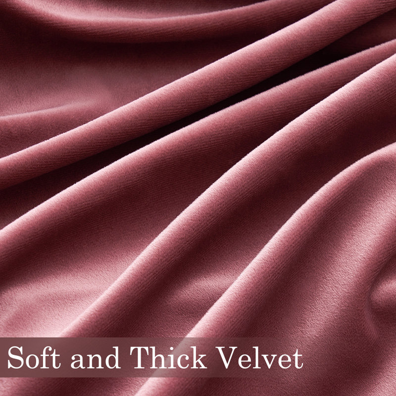 Alicea Velvet 100% Blackout Thermal Curtain Panel , 52" W x 84" L, Dusty Rose