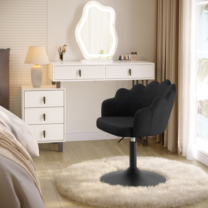 Metal Accent Stool, Velvet, Black