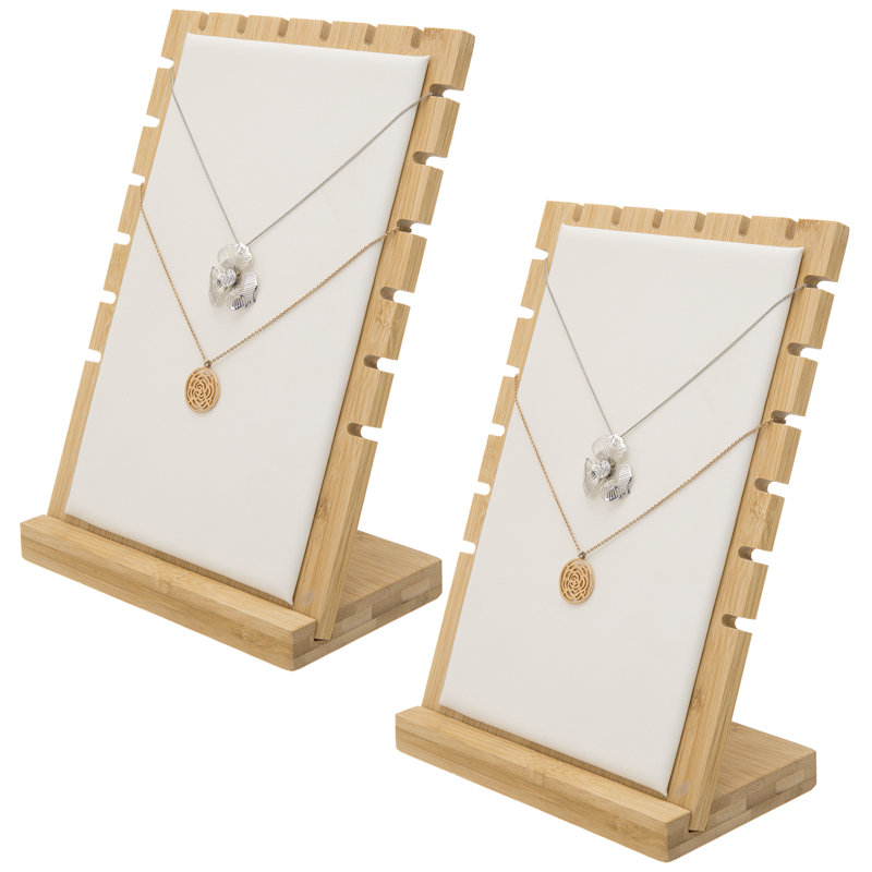Solid Wood Necklace Jewellery Stand, White/Beige