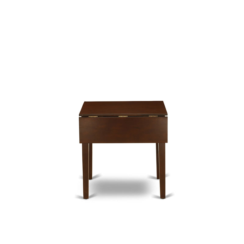 L'ensemble 5 pièces de table et chaises de cuisine comprend une table de salle à manger rectangulaire avec Dropleaf et 4 chaises Parsons en lin crème, acajou