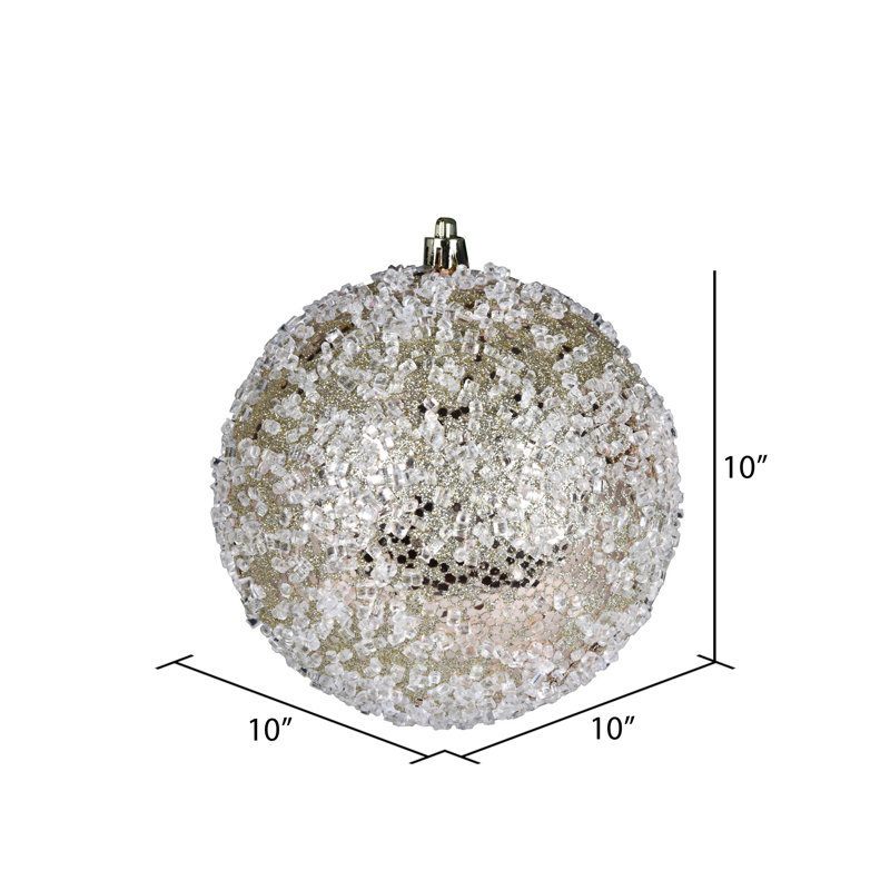 Ornement boule scintillante, Champagne, H 10 po x l 10 po x P 10 po, 1