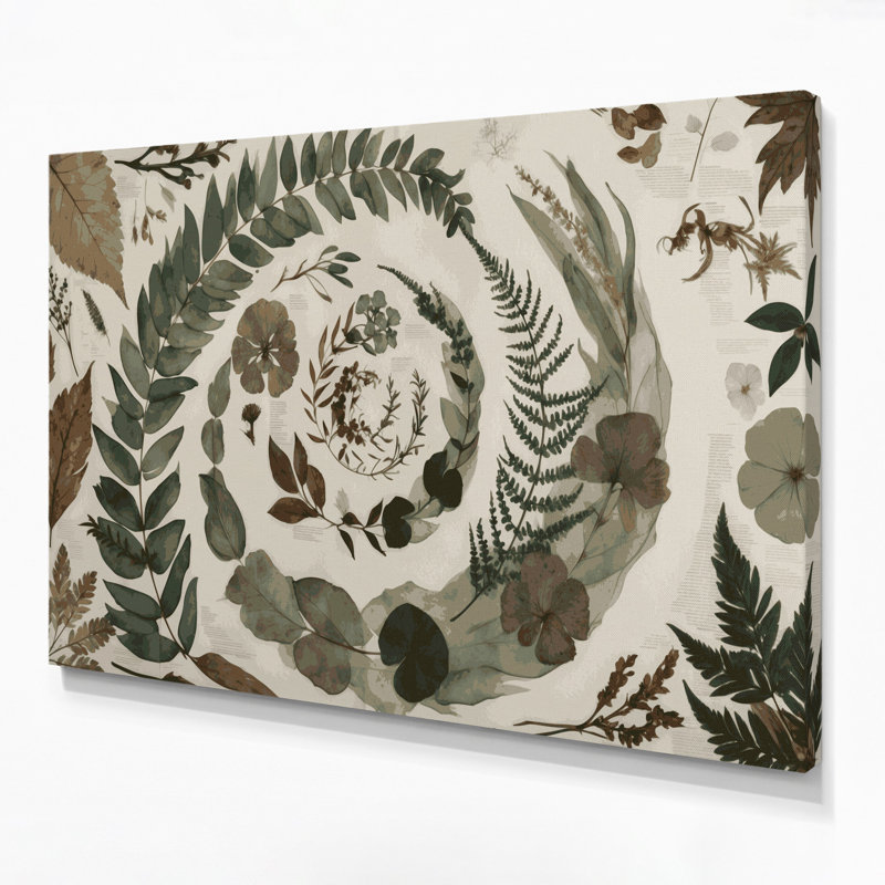 Art botanique sur toile beige, H 11 po x l 14 po