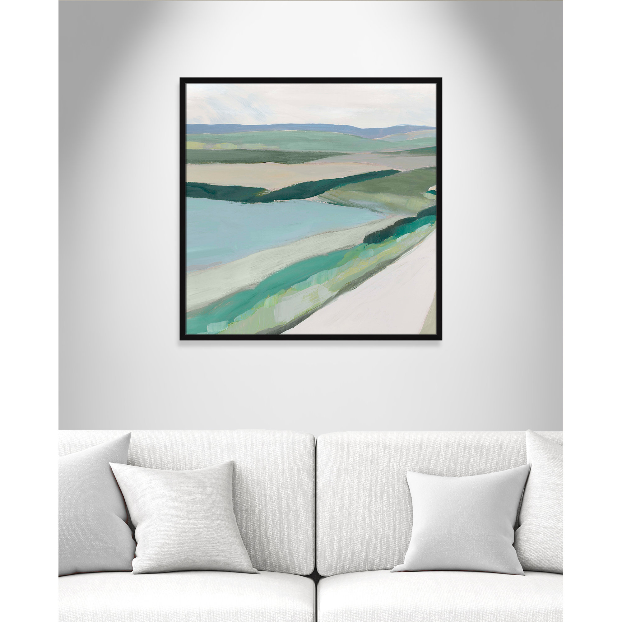 Fields Of Green I by - Single Picture Frame Print, 32" H x 32" W x 1.25" D, Satin Black Framed