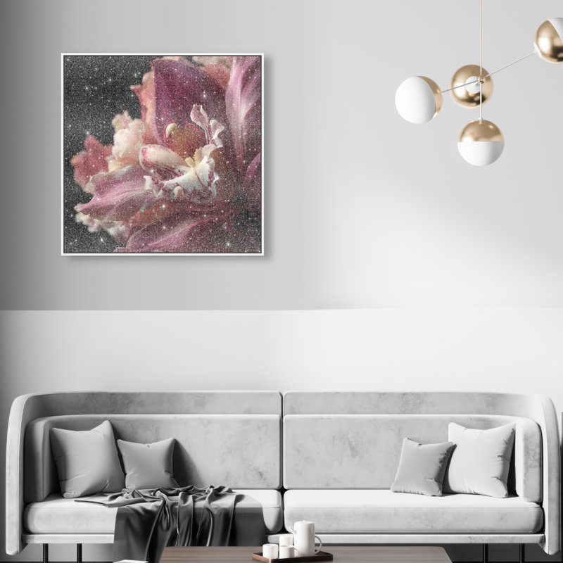 Velvet Labellum Print by Oliver Gal, 31"H x 31"W, White Floater Frame