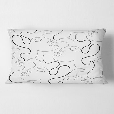 Housse et coussin rectangulaires monochromes à dessin au trait