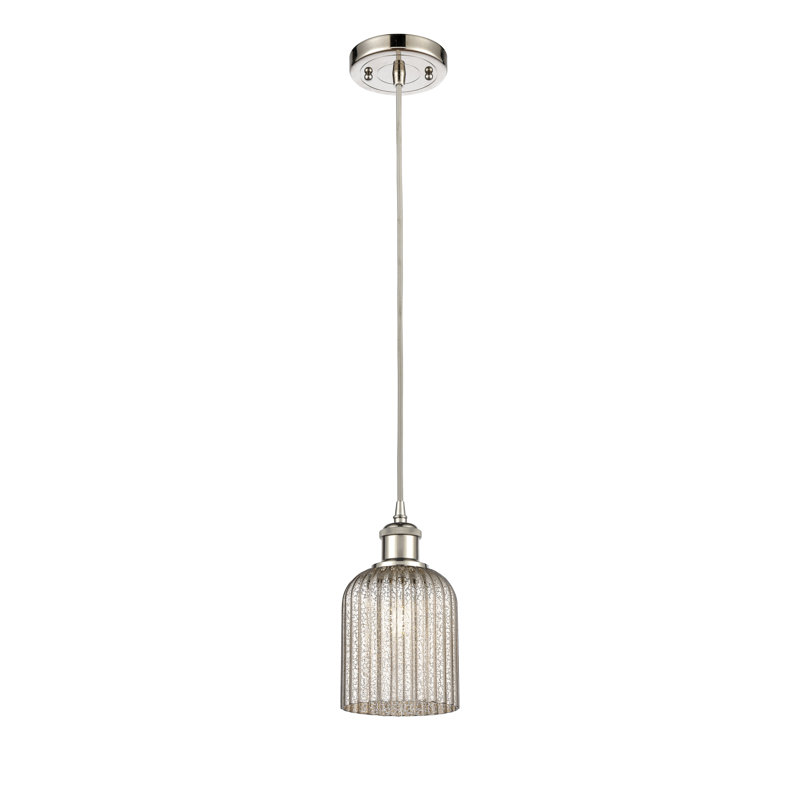 Luminaire suspendu 1 lumière Aalina, Nickel poli, Mercure