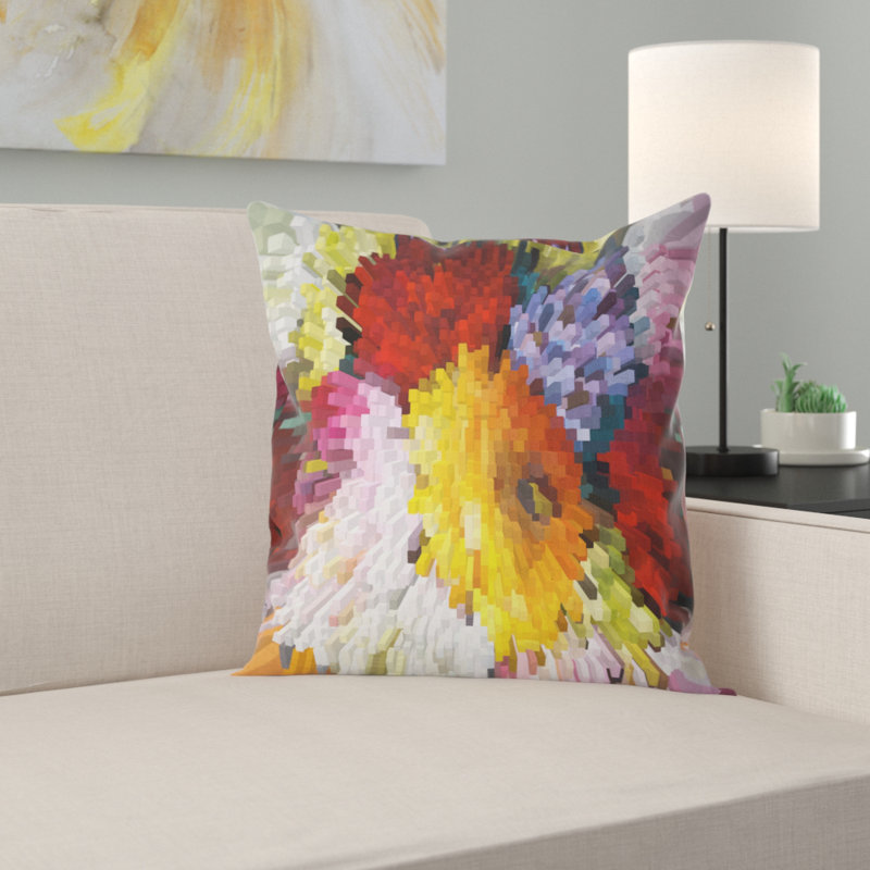Coussin décoratif fleurs en tissu 3d floral extrusive, 16 po x 1 po, Coussin décoratif