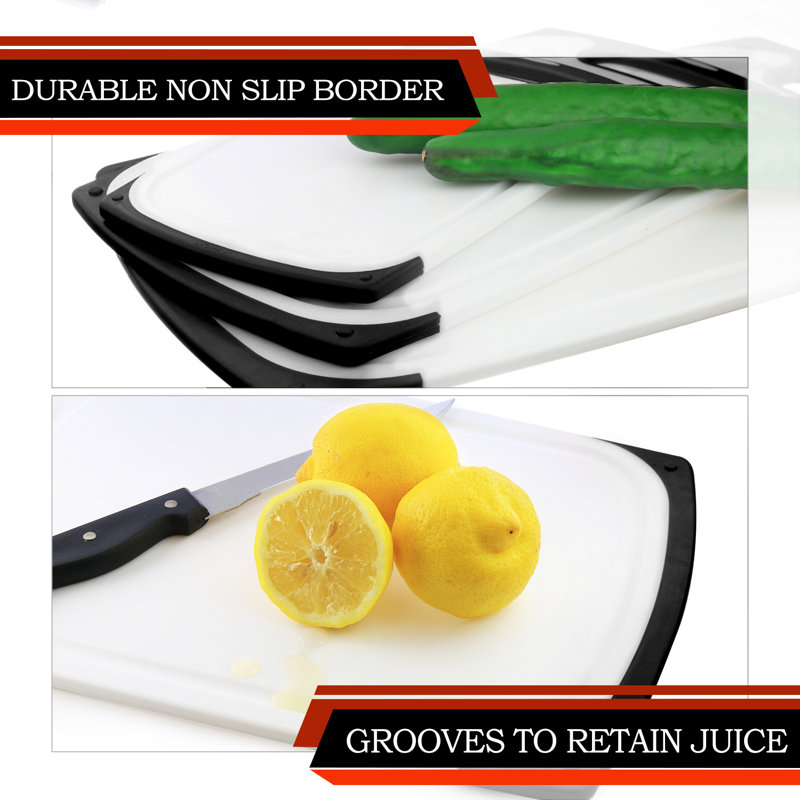 Belwares 3 Piece Plastic Cutting Board Set, Black