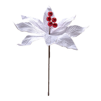 Poisettia en velours blanc avec veines estampées - ensemble de 6