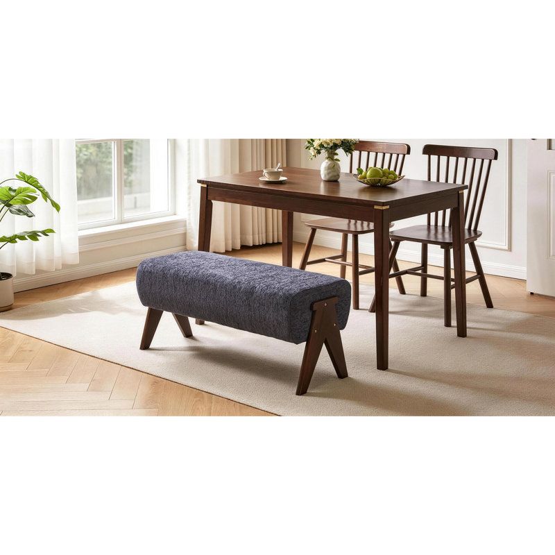 Banc rembourré en chenille de style Mid-Century moderne - Siège rembourré ergonomique pour l'entrée, la chambre à coucher ou le salon