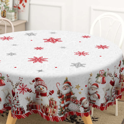 1 Edelen rond / rectangulaire en polyester 1pc, Edelen de Noël avec pin, bonhomme de neige, camion, bord embosé, décorations de Noël pour table à manger, décoration de table de fête de fête, cadeau de fête parfait