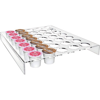 Clear Acrylic K-Cup Coffee Pod Organizer Tray For 35 Pods, Countertop Or Drawer Storage For Kitchen And Office Use