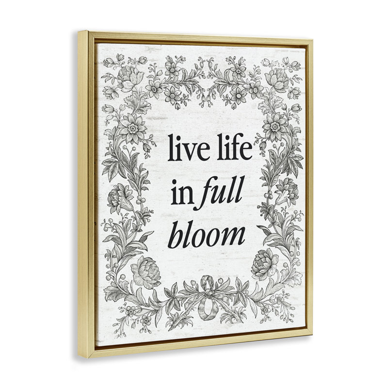 Cadre flottant rétro Life in Full Bloom, design par Lettré et doublé, H 21 po x l 17 po, Cadre flottant métallique doré