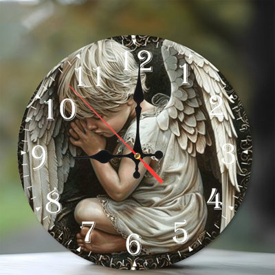 Horloge murale en bois 10 po, mouvement silencieux, à piles (piles AA non incluses), décor artistique, parfait pour les décorations