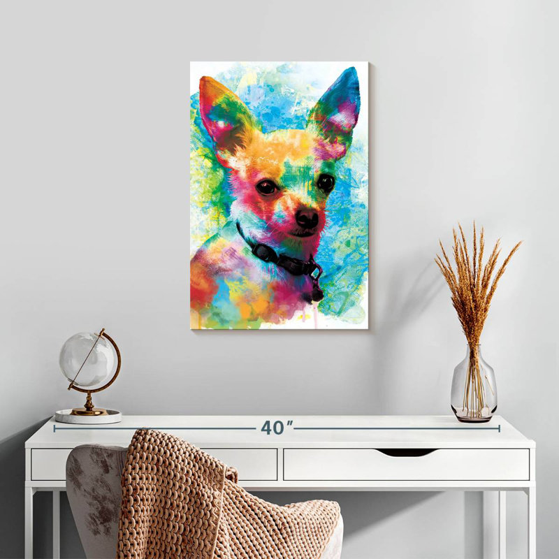 Peinture de chihuahua Brampt, H 24 po x l 16 po