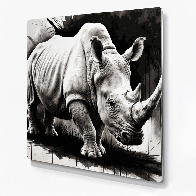 Faune, rhinocéros blanc, art mural en métal, H 12 po x l 12 po