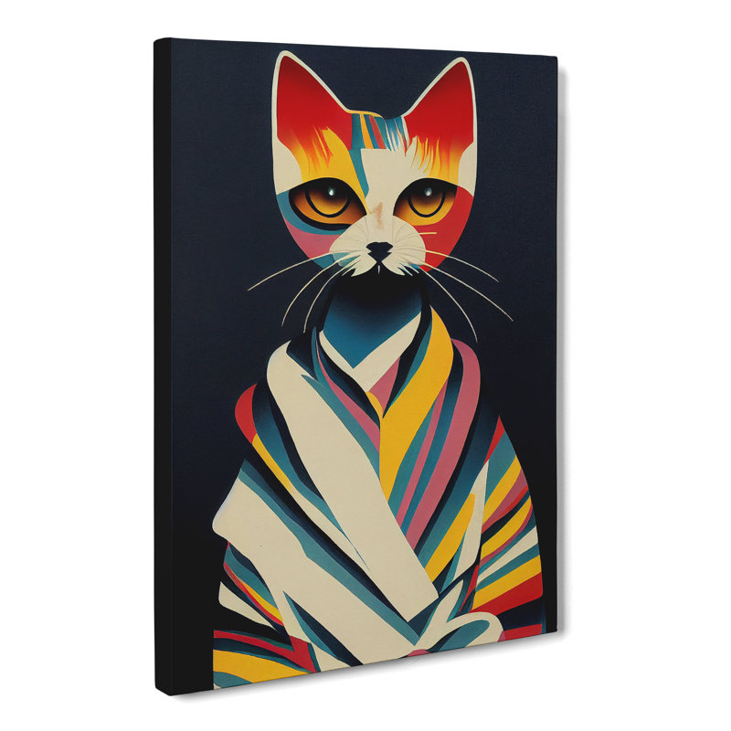 Cat Mid Century - Wrapped Canvas, 76cm H x 50cm W x 3cm D