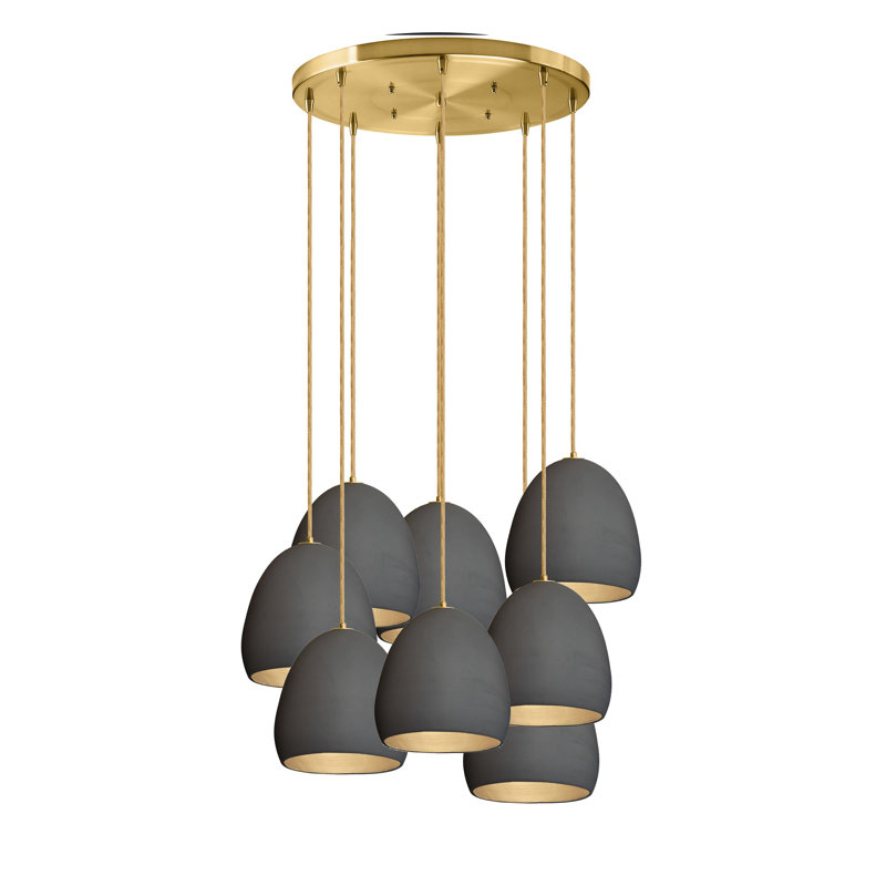 Luminaire en grappe à 8 lumières Clay, Pas d'ampoule, H 124 po, Laiton
