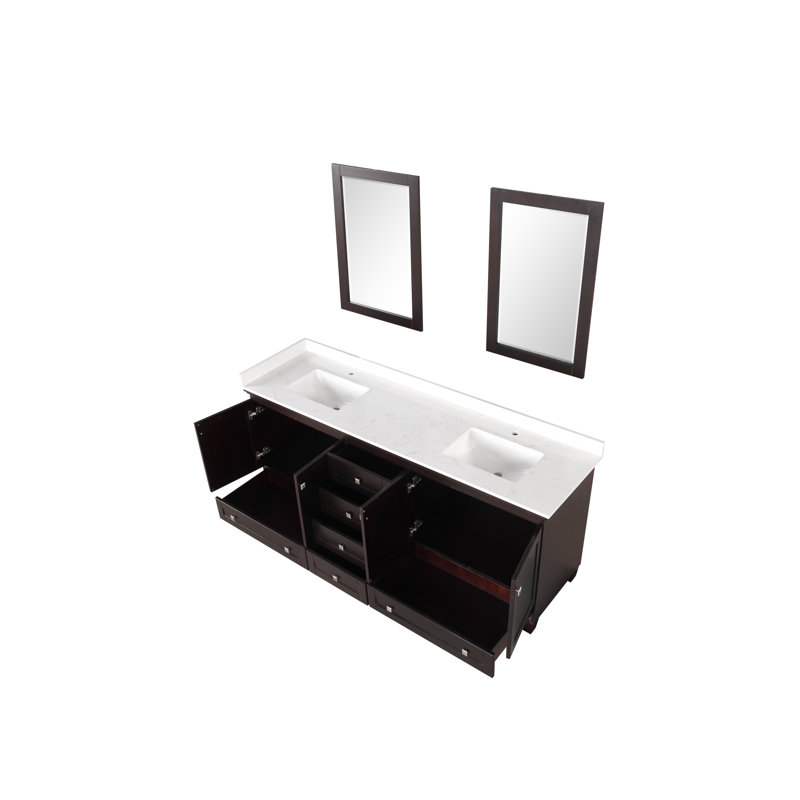 80" Double Sink Bathroom Vanity-Brown,With Mirror