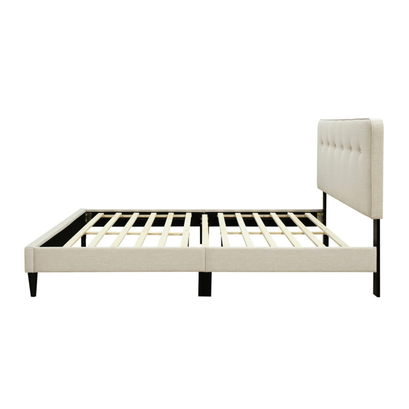 Très grand lit tapissier dans une boîte avec tête de lit capitonnée, l 83,88 po l 81,08 po l 41,44 po, tête de lit en tissu, P, l, H, 78 lb