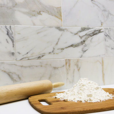 Calacatta 6" x 18" Marble Marble Look Subway Wall & Floor Tile