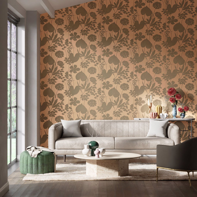 Nalina 10.05m x 52cm Wallpaper Roll, Peach