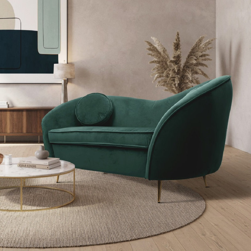 Velvet 2 Seater Sofa, Gold, Bottle Green