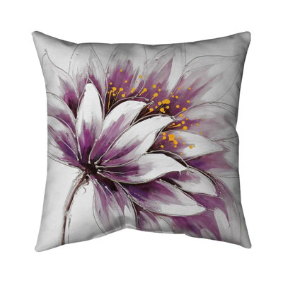 Purple flower - 18"x18" Throw pillow cover - Poly twill - Print on demand